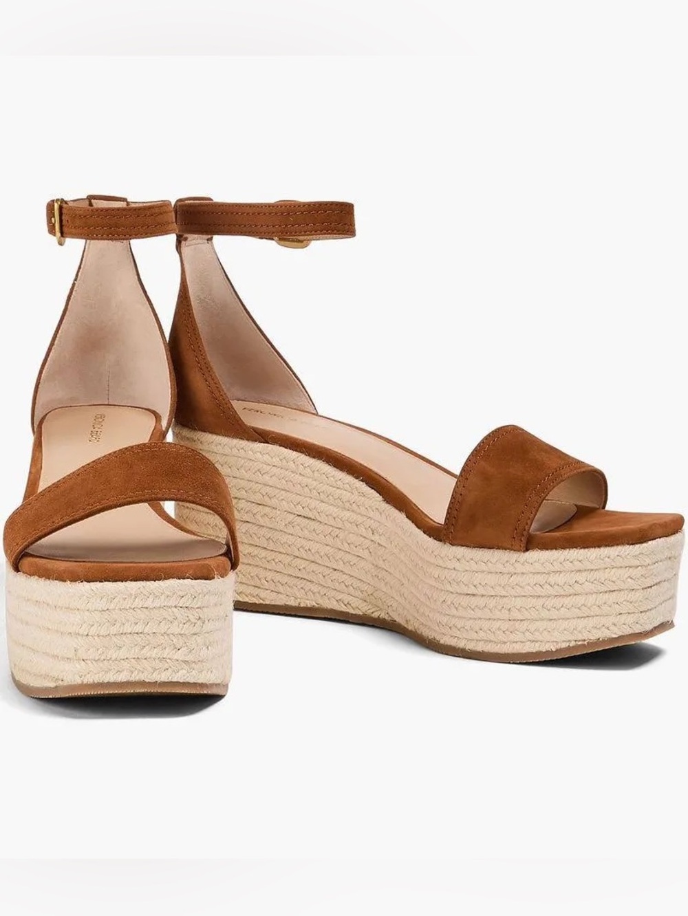 Veronica Beard Cognac Suede Espadrille Platform Wedge Sandals 10.5 m